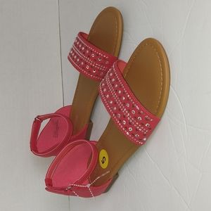 Esoldier coral rhinestones sandals size 5
